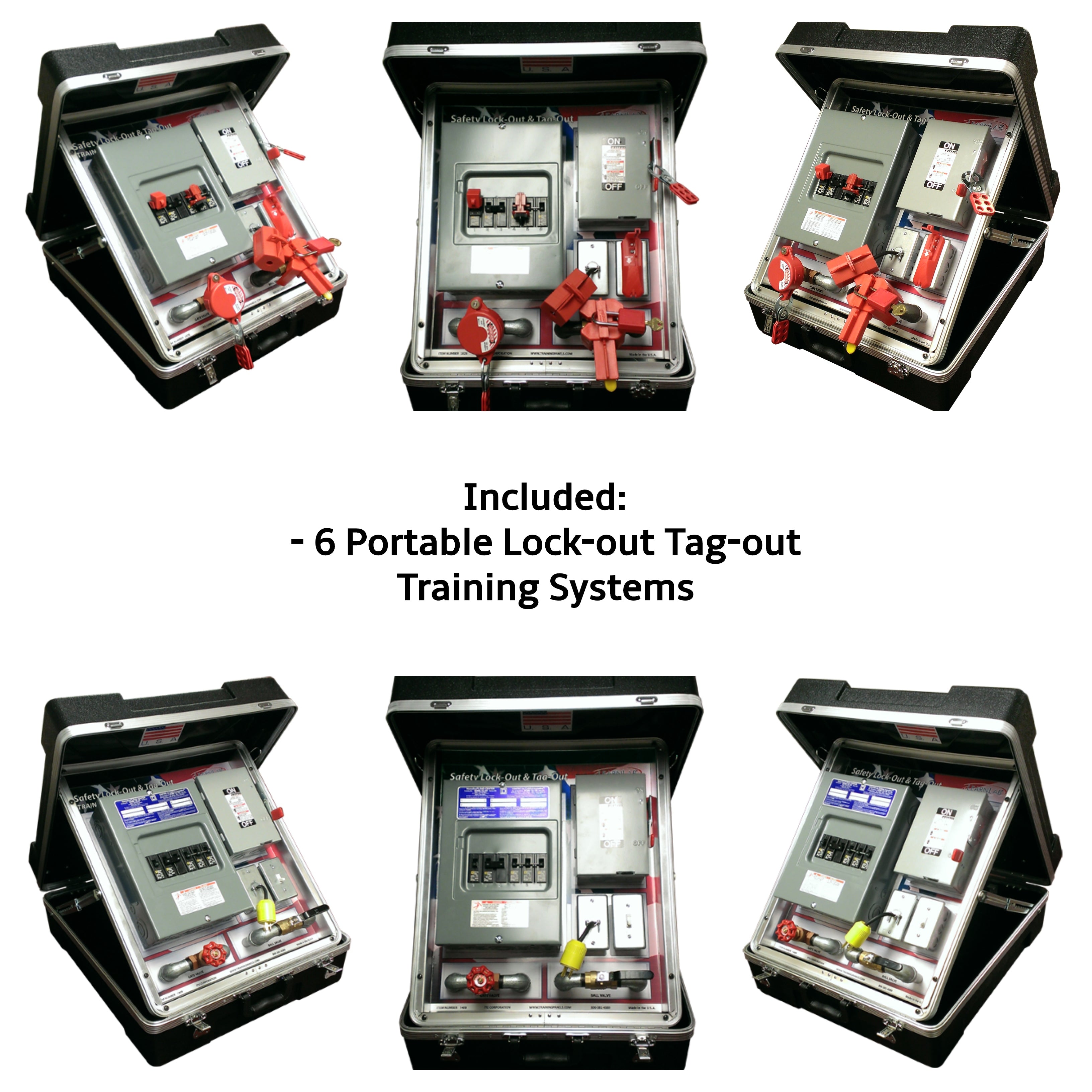 Portable Safety Lock-out Tag-out Training Systems,  Set of 6 Trainers